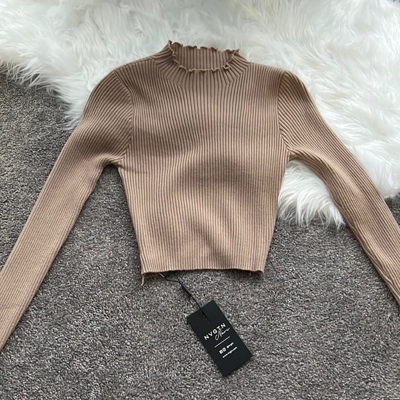 NVGTN Tops - Suede Ribbed Mock Turtle Neck